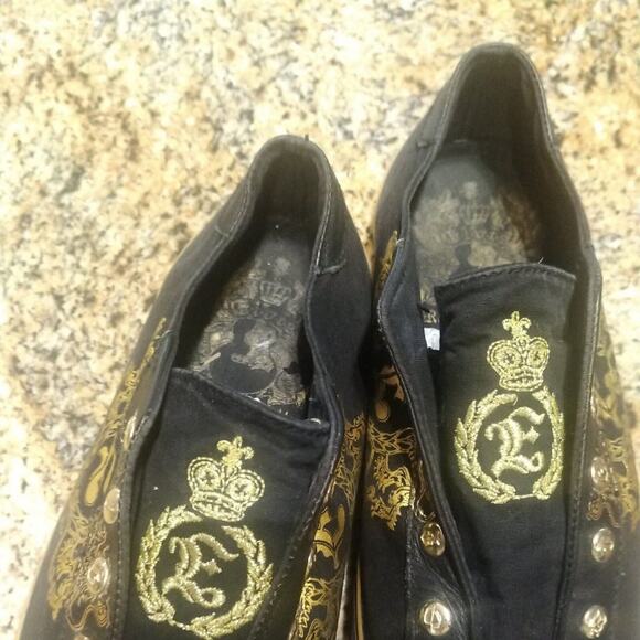 Elvis Shoes Rock and Roll Women Size 9 Black/Gold Rare Embroidered 1977 - Picture 6 of 12